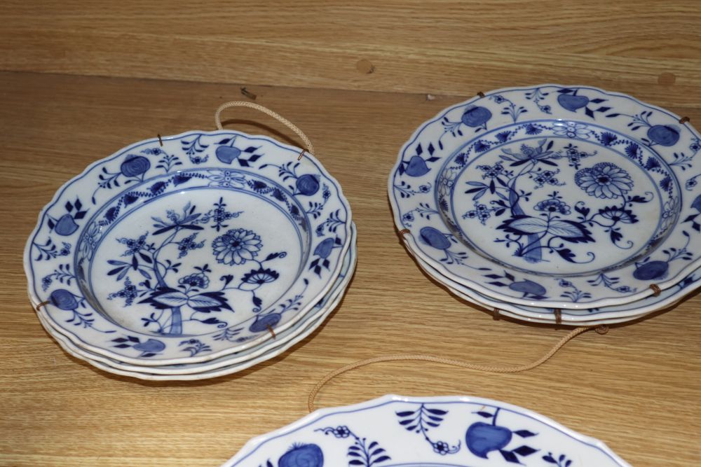 A group of Meissen onion pattern dessert and small dinner plates, late 19th/early 20th century